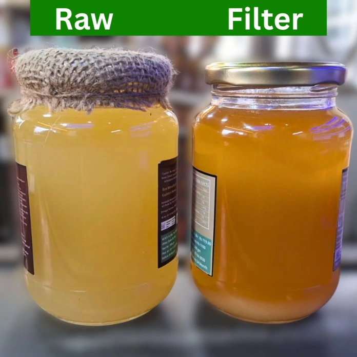 Raw vs filtered Kashmiri honey comparison jars by Al Zareen