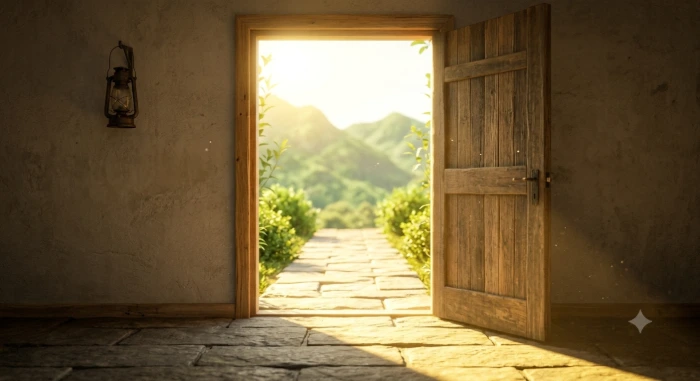 Open door symbolizing new business opportunity
