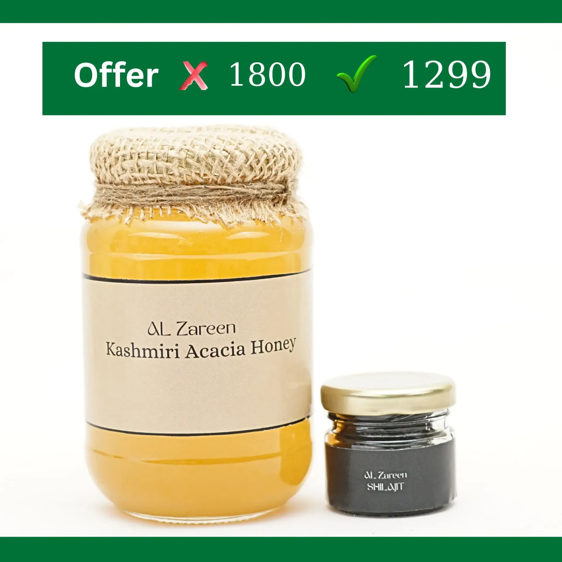 28% OFF | kashmirihoneyalzareen : Pure Acacia Honey & Himalayan Shilajit | Offer Price: ₹1299 (MRP ₹1800) | 🚚 FREE SHIPPING (Above ₹999)