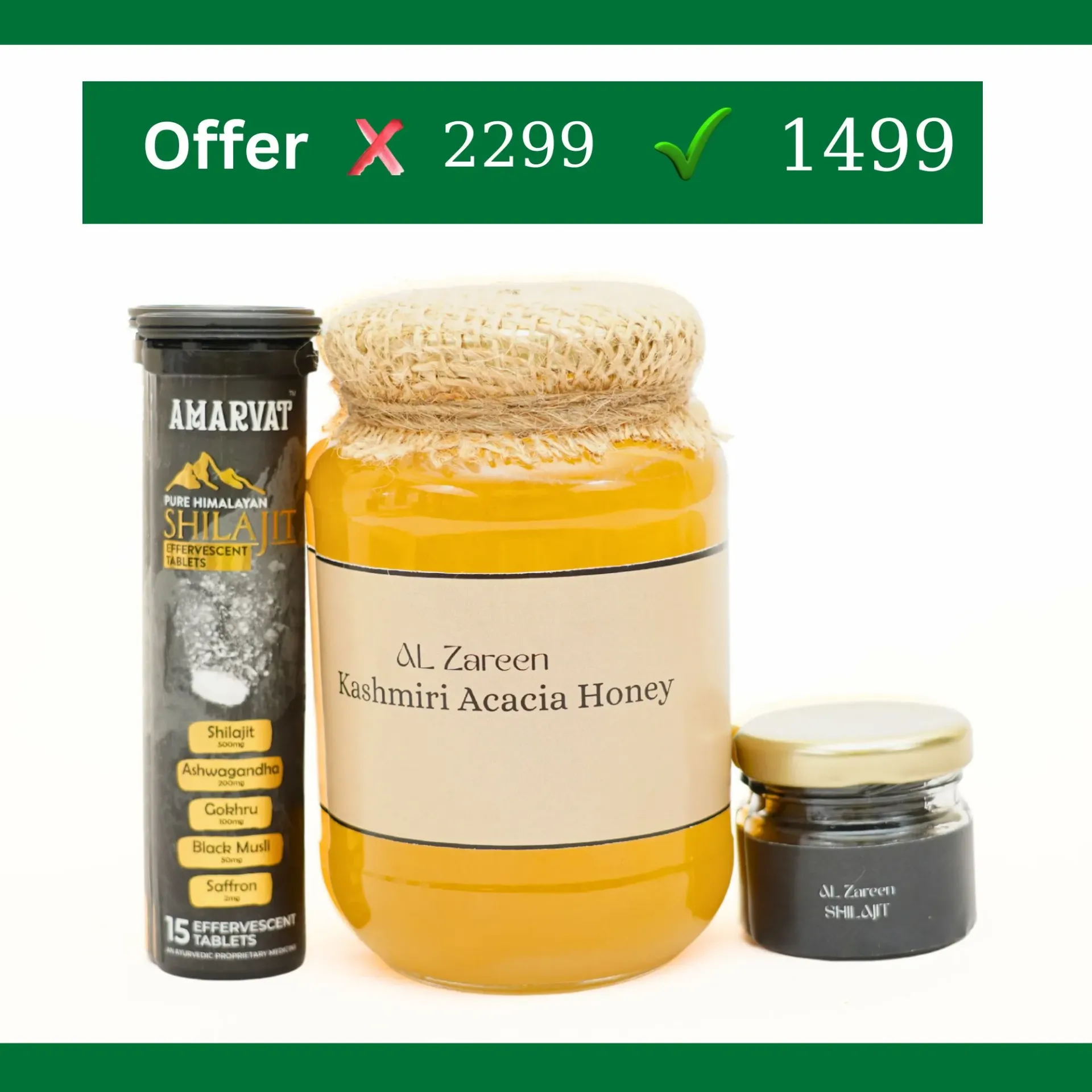 28% OFF | kashmirihoneyalzareen : Pure Acacia Honey & Himalayan Shilajit | Offer Price: ₹1299 (MRP ₹1800) | 🚚 FREE SHIPPING (Above ₹999)