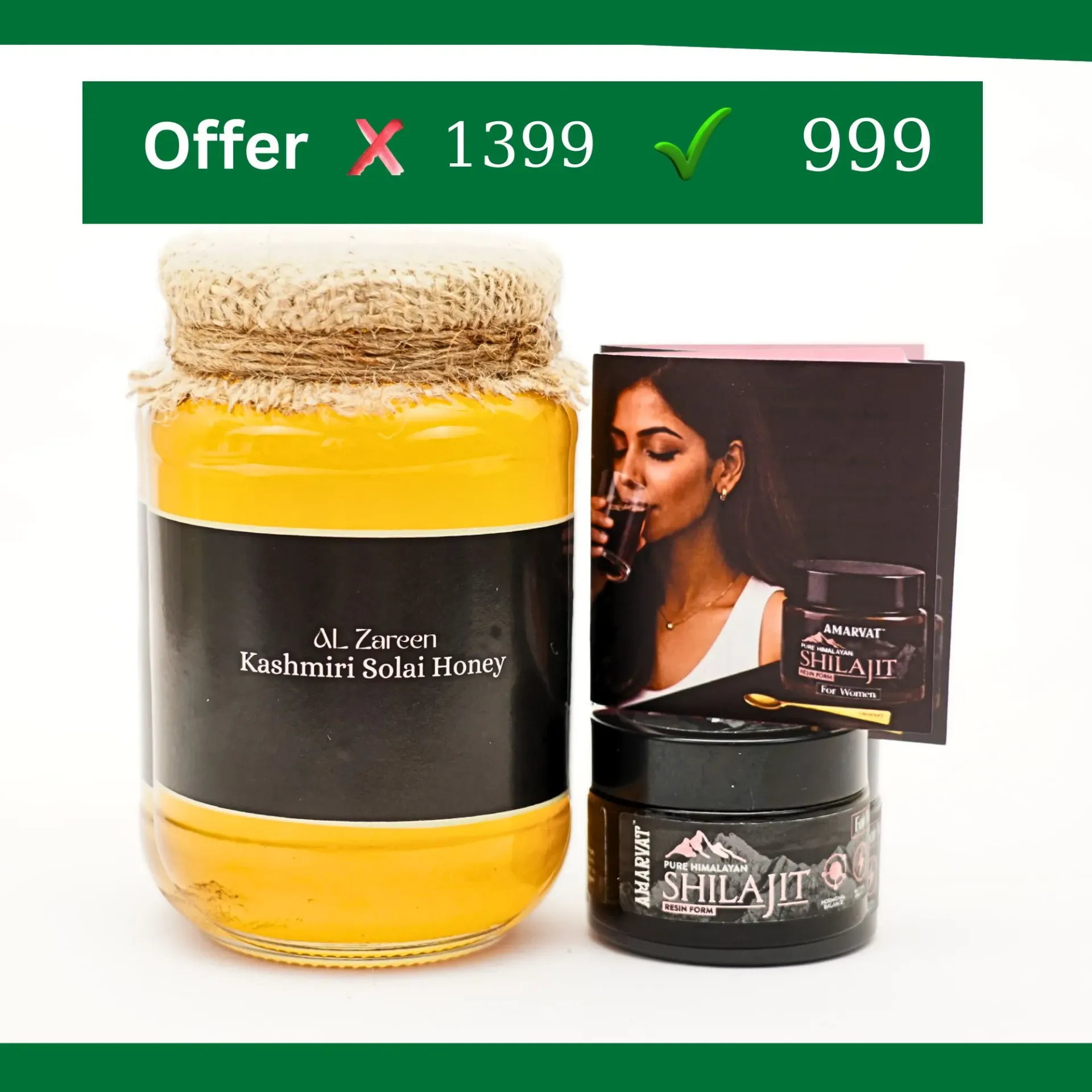 28% OFF | Kashmiri Solai Honey & Women Shilajit Combo | Offer Price: ₹999 (MRP ₹1399) | 🚚 FREE SHIPPING