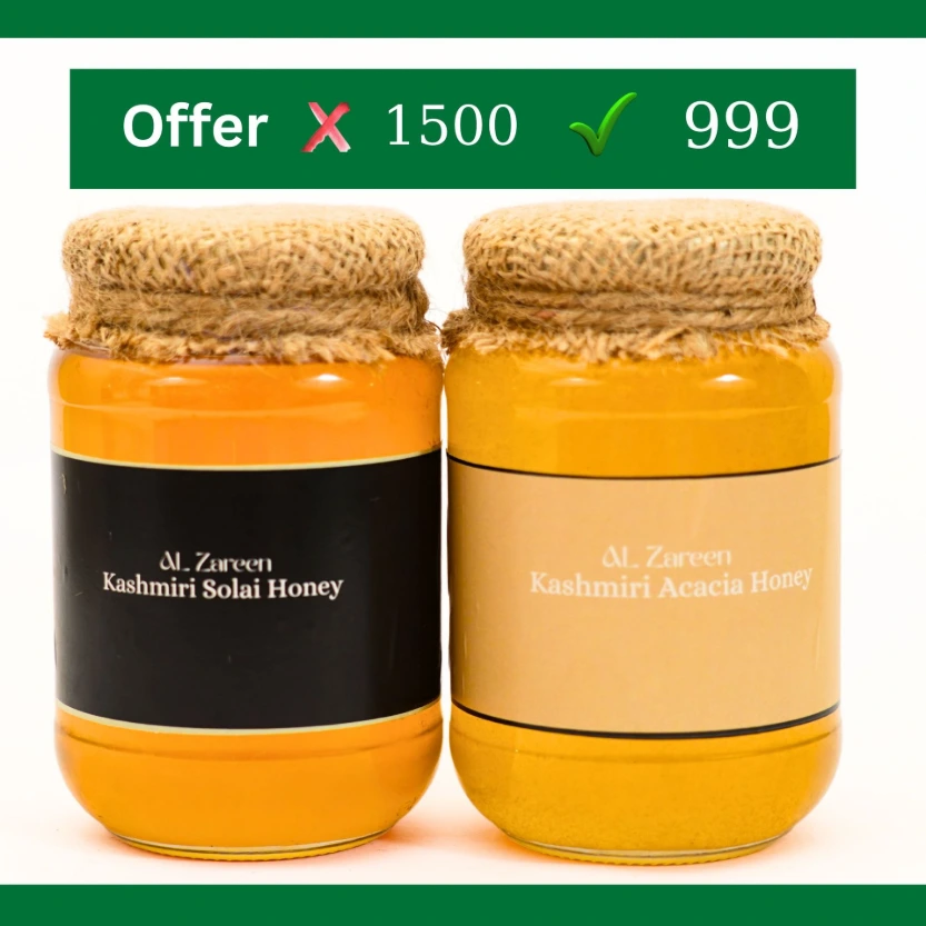 32% OFF | kashmirihoneyalzareen : Pure Solai Honey & Pure Acacia Honey | Offer Price: ₹999 (MRP ₹1500) | Delivery charges apply (Free above ₹999) 🚚