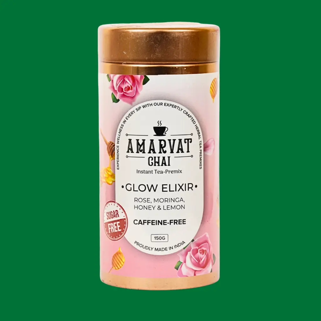 Amarvat Chai – Glow Elixir Khewa | Rose, Moringa, Honey & Lemon | 150g Jar