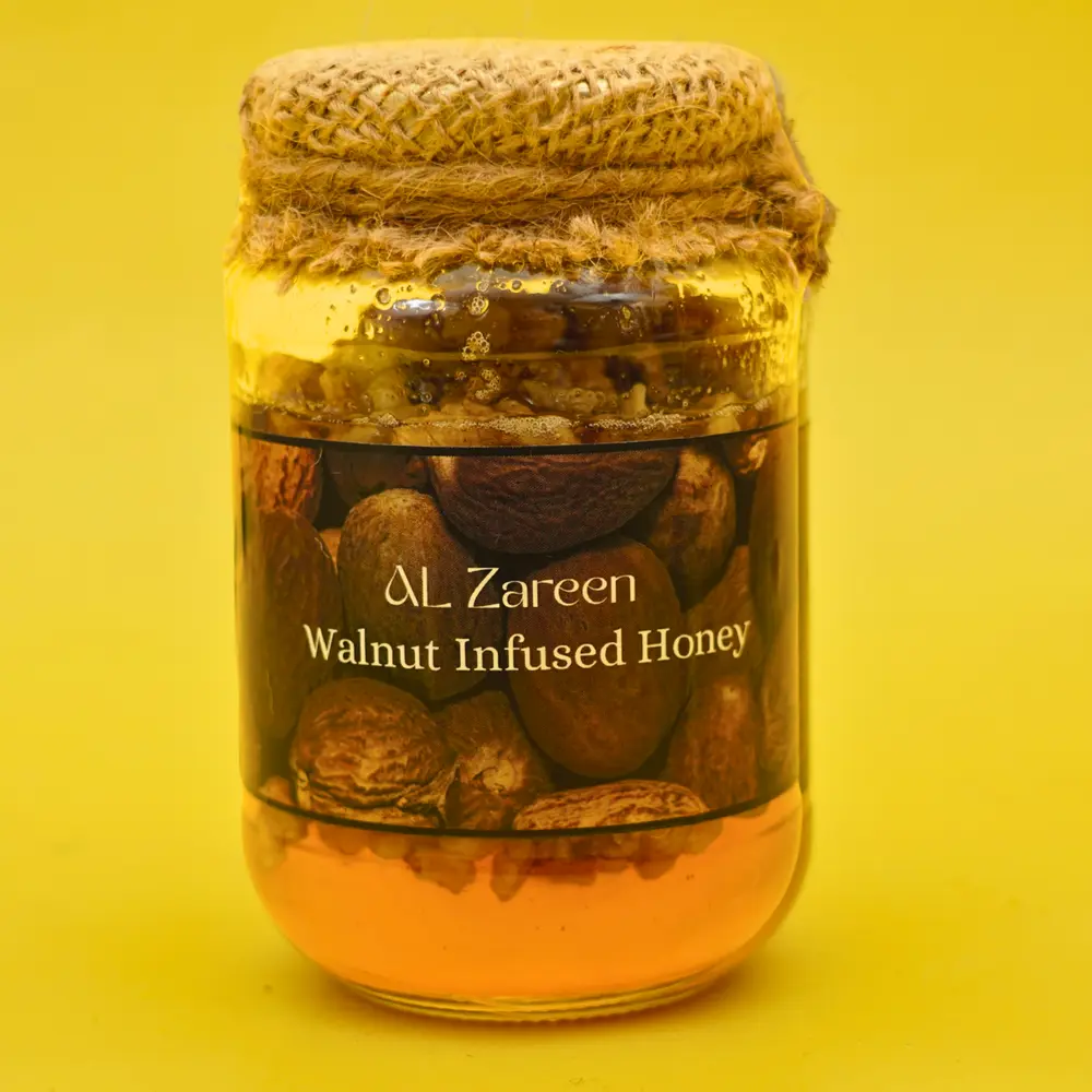Pure Kashmiri Acacia Honey with Premium Hand-Cracked Walnuts (500g Jar)